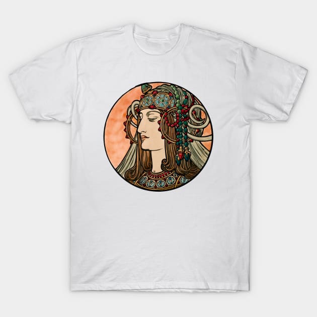 Alphonse Mucha Stained glass window T-Shirt by SybaDesign